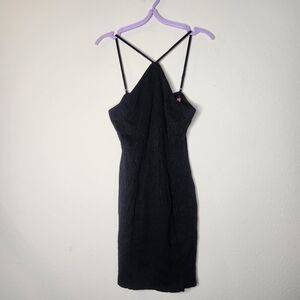 Betsy Johnson womens XS Black Leopard Print Mini Lace Up Dress